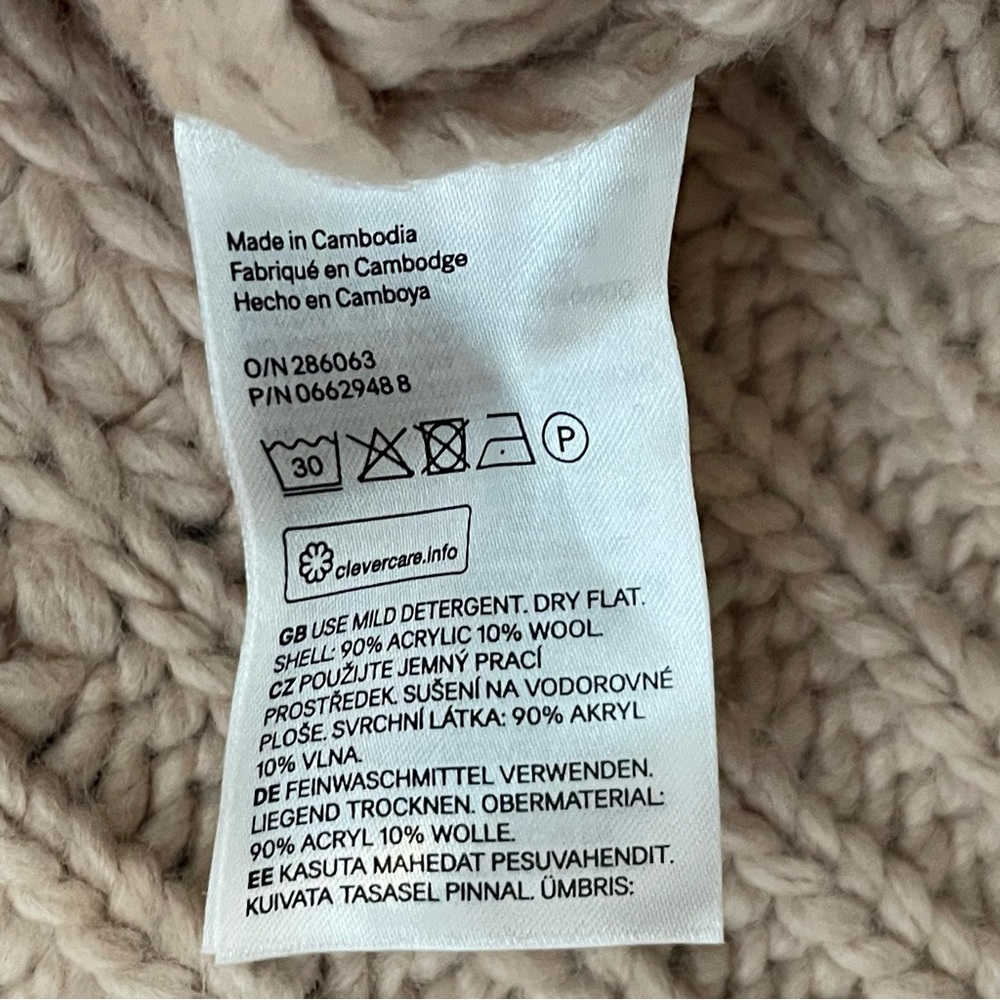 H&M Cropped Turtleneck Sweater Oversized Chunky Knit Women’s XS Blush Pink - Picture 13 of 13